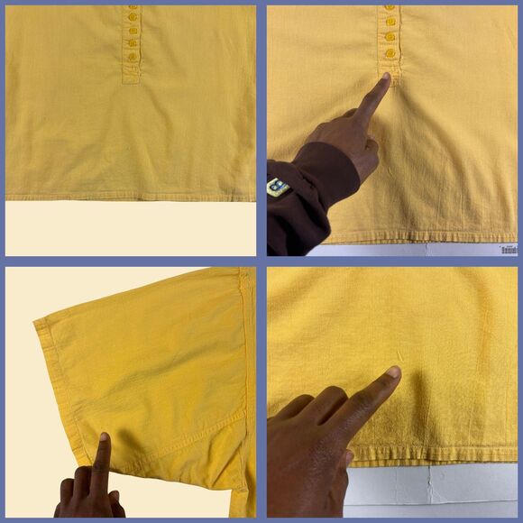 1970s yellow cotton blouse by Fixation Ari, size 24/44 vintage top/shirt - Picture 3 of 8